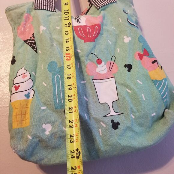 Disney Store Ice Cream Treats Sundae Canvas Tote Bag Green Zips 16" - Picture 12 of 16